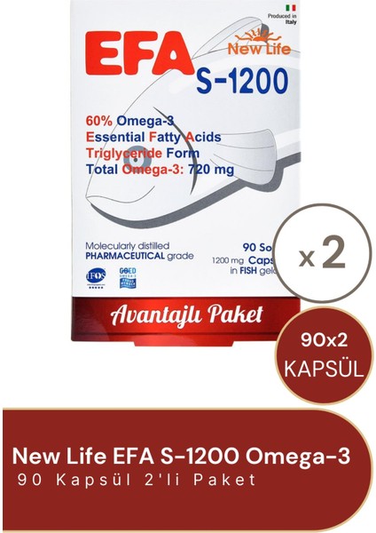 New Life Efa S-1200 Omega-3 90 Kapsül - 2 Adet