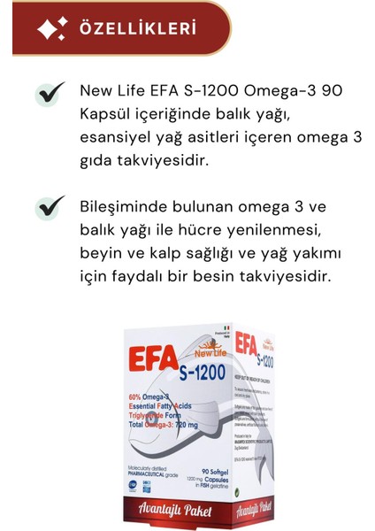 New Life Efa S-1200 Omega-3 90 Kapsül - 2 Adet