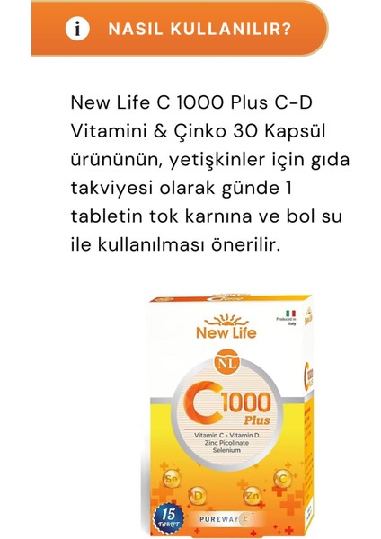 C-1000 Plus C-D Vitamini & Çinko 15 Kapsül - 3 Adet fırsatları