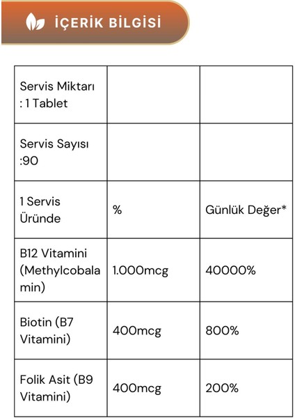 Metilkobalamin B12 Plus 1000 Mcg 30 Dilaltı Tablet - 3 Adet modelleri