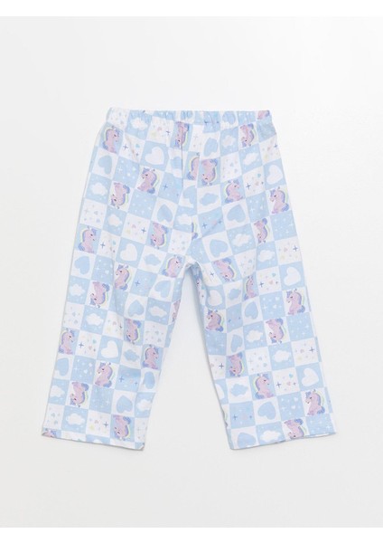 Lcw Kids Bisiklet Yaka Baskılı Kısa Kollu Kız Çocuk Pijama Takımı