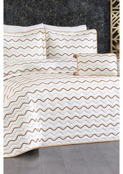 Okyanus Çift Kişilik Yatak Örtüsü 250X260 Krem Gold