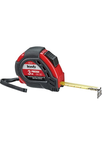 Precısa Çelik Mezuralı Bant Ölçüsü, 3 M, El Kayışlı, Kemer Sabitlemesi Dahil, Mıknatıslı Kancalı, Ahşap, Metal ve Kuru Yapıda Ölçüm Çalışmaları Için Mezura