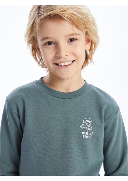 Lcw Kids Bisiklet Yaka Baskılı Uzun Kollu Erkek Çocuk Sweatshirt