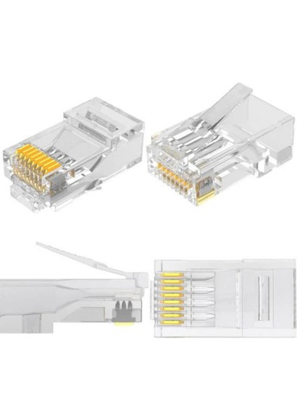 RJ45 Konnektör Network Cat5 Cat6 Jak Jack Ethernet Uç - 100 Adet
