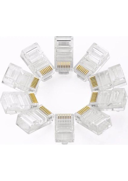 RJ45 Konnektör Network Cat5 Cat6 Jak Jack Ethernet Uç - 100 Adet