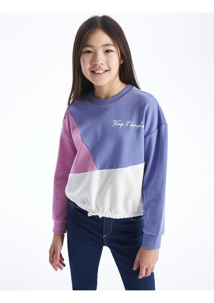 Lcw Kids Bisiklet Yaka Renk Bloklu Uzun Kollu Kız Çocuk Sweatshirt