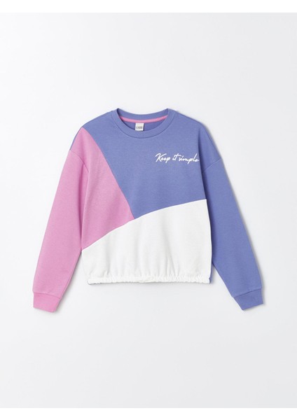 Lcw Kids Bisiklet Yaka Renk Bloklu Uzun Kollu Kız Çocuk Sweatshirt modelleri