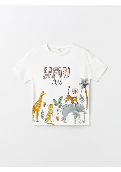 Lcw Kids Bisiklet Yaka Baskılı Kısa Kollu Kız Çocuk Pijama Takımı