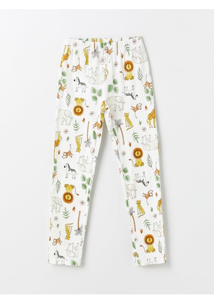 Lcw Kids Bisiklet Yaka Baskılı Kısa Kollu Kız Çocuk Pijama Takımı