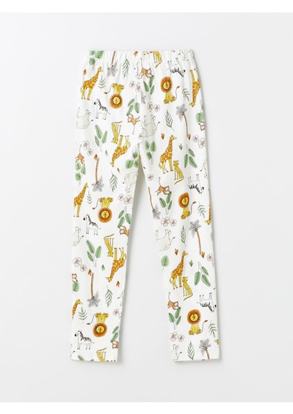 Lcw Kids Bisiklet Yaka Baskılı Kısa Kollu Kız Çocuk Pijama Takımı