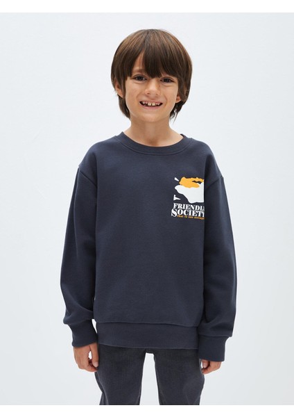Lcw Kids Bisiklet Yaka Baskılı Uzun Kollu Erkek Çocuk Sweatshirt modelleri