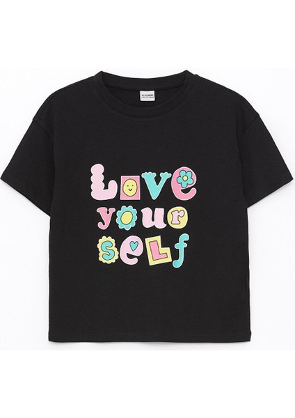 Lcw Kids Bisiklet Yaka Baskılı Kısa Kollu Kız Çocuk Şortlu Pijama Takımı