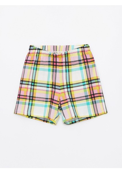 Lcw Kids Bisiklet Yaka Baskılı Kısa Kollu Kız Çocuk Şortlu Pijama Takımı