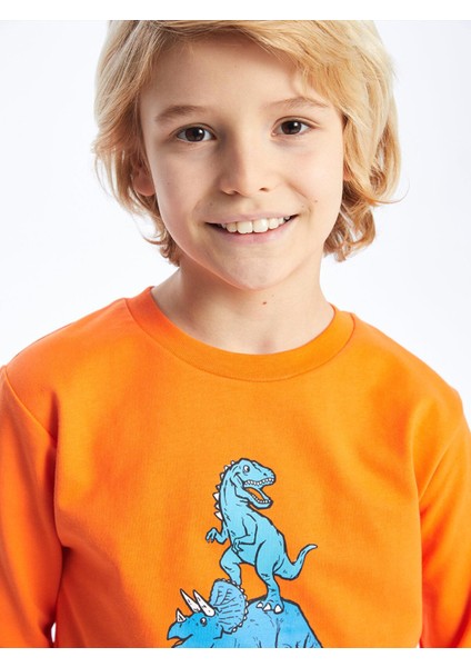 Lcw Kids Bisiklet Yaka Baskılı Uzun Kollu Erkek Çocuk Sweatshirt