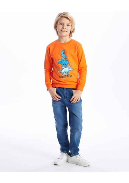 Lcw Kids Bisiklet Yaka Baskılı Uzun Kollu Erkek Çocuk Sweatshirt modelleri