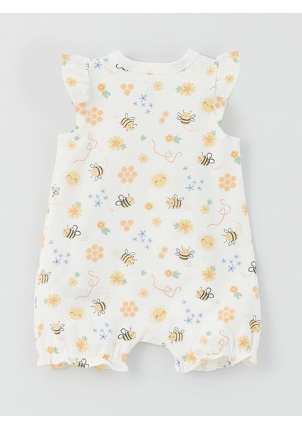 Lcw Baby Bisiklet Yaka Desenli Kız Bebek Tulum