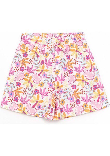 Lcw Kids Beli Lastikli Çiçekli Kız Çocuk Şort