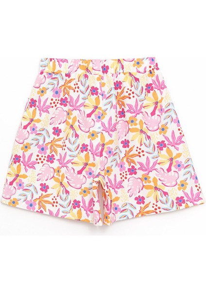 Lcw Kids Beli Lastikli Çiçekli Kız Çocuk Şort