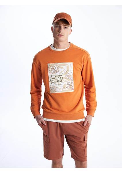 Xsıde Bisiklet Yaka Uzun Kollu Baskılı Erkek Sweatshirt