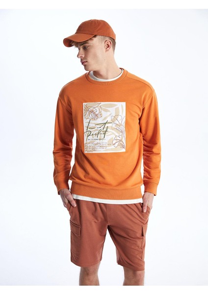 Xsıde Bisiklet Yaka Uzun Kollu Baskılı Erkek Sweatshirt