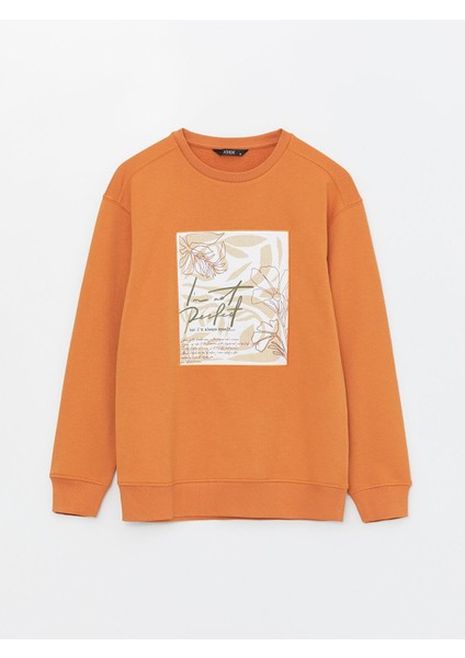 Xsıde Bisiklet Yaka Uzun Kollu Baskılı Erkek Sweatshirt