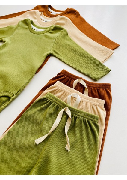 3'lü %100 Pamuklu Uzun Kol Bebek Body Pantolon Takım fiyatları