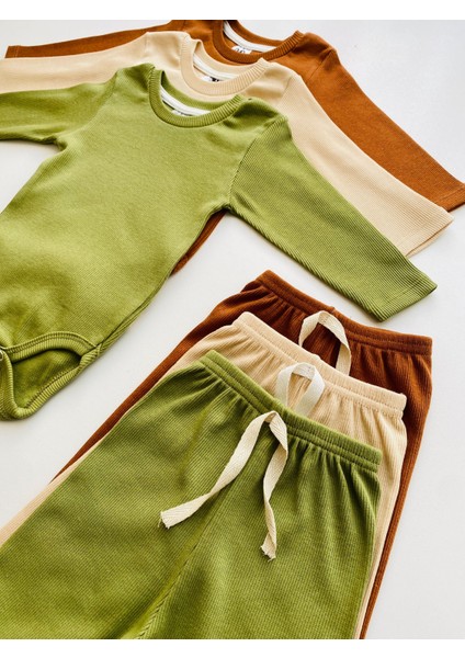 3'lü %100 Pamuklu Uzun Kol Bebek Body Pantolon Takım modelleri