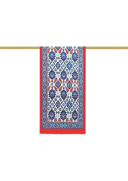 Kırmızı Çini Lale Desen Dar Ipek Fular fiyatları