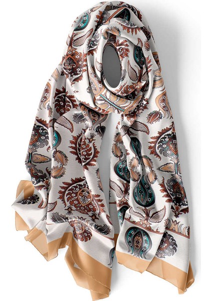 Bej Iznik Desen Dar Ipek Fular modelleri