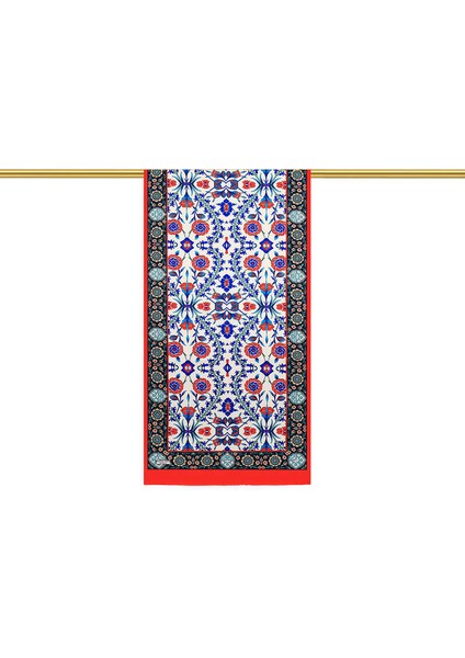 Kırmızı Selçuk Desen Dar Ipek Fular
