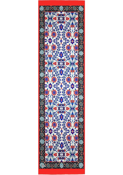 Kırmızı Selçuk Desen Dar Ipek Fular