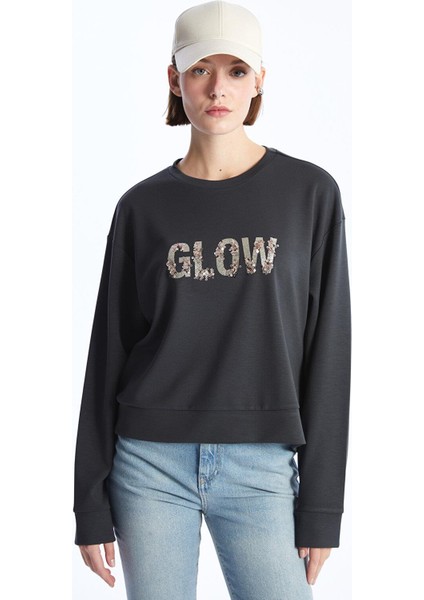 Lcw Vision Bisiklet Yaka Pul Payetli Kadın Sweatshirt