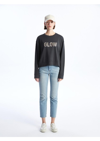 Lcw Vision Bisiklet Yaka Pul Payetli Kadın Sweatshirt