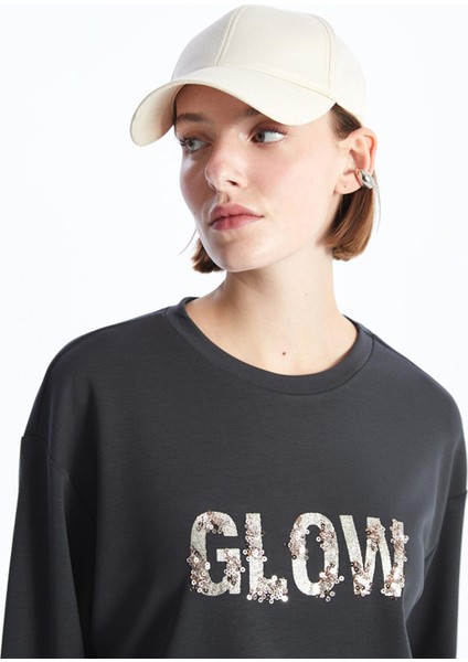 Lcw Vision Bisiklet Yaka Pul Payetli Kadın Sweatshirt