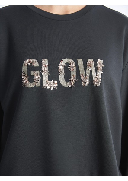 Lcw Vision Bisiklet Yaka Pul Payetli Kadın Sweatshirt