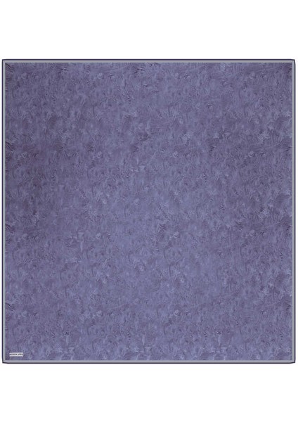Indigo Fırça Desen Twill Ipek Eşarp
