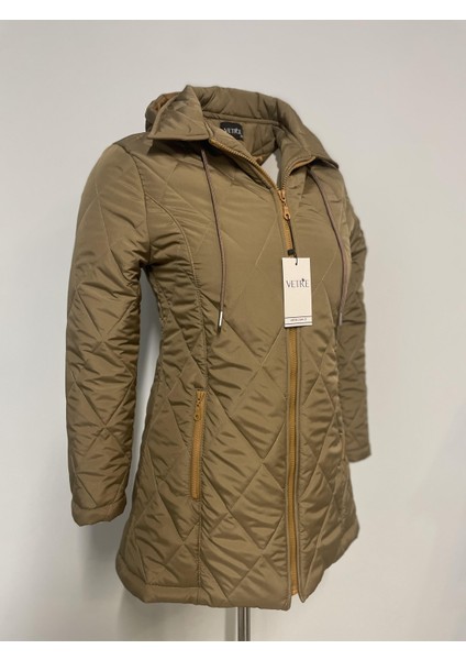 Kapüşonlu Vizon Baklava Desen Mont modelleri