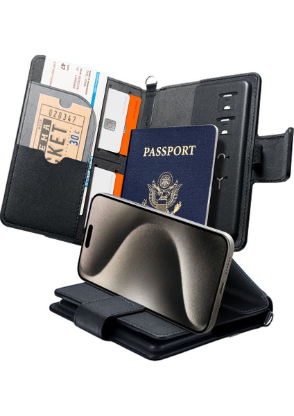 Caseology Seyahat Çantası Pasaport Cüzdan RFID Korumalı Nano Pop Passport Holder Black Sesame - AFA07100