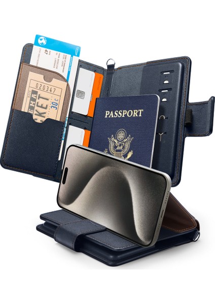 Caseology Seyahat Çantası Pasaport Cüzdan RFID Korumalı Nano Pop Passport Holder Mulberry Indigo - AFA07101