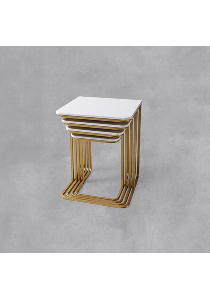 Tekersiz - Vegas Zigon Sehpa 4 Lü - Gold
