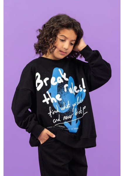 Dmb Boys & Girls Baskılı Bisiklet Yaka Pamuklu Erkek Çocuk Sweatshirt