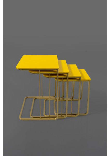 Tekersiz - Vegas Zigon Sehpa 4 Lü - Gold - Sarı