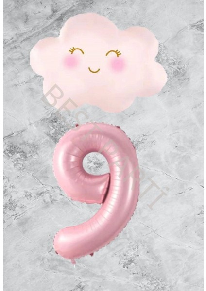 Pembe Rakam Bulut Folyo Balon Seti Yaş 9