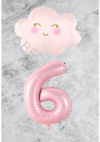 Pembe Rakam Bulut Folyo Balon Seti Yaş 6