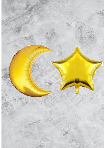 Ay Yıldız Gold Renk Folyo Balon Seti