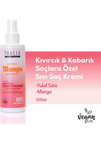 Yulaf Sütü & Mango Özlü Kıvırcık & Kabarık Saçlara Özel Sıvı Bakım Kremi 200ML