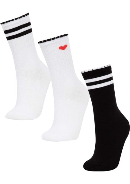 Kız Çocuk 3'lü Pamuklu Uzun Çorap C8046A8NS