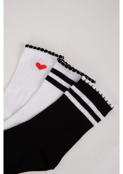 Kız Çocuk 3'lü Pamuklu Uzun Çorap C8046A8NS indirimleri