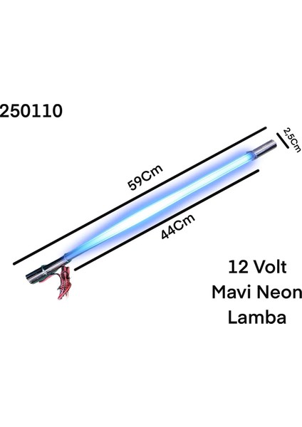 12 Volt Oto Iç Tavan Lambası Mavi Neon Lamba Dışı Korumalı Yapıştırma ve Vidalı